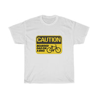 Caution: Bearded Dad on a Bike T-Shirt [THE BEARD ADD EXTRA PROTECTION!]